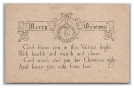 Christmas Wreath Scroll Poem Ribbon DB Postcard Z5 - £2.35 GBP