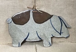 Vintage Signed T Sokolow Art Pottery Speckled Pig Wall Hanging Farmcore - £55.39 GBP