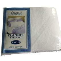 Favorite Things Cotton Flannel Twin Sheet Set Solid White New Winter New Warm - £30.82 GBP
