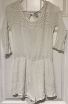 Forever 21 Linen Ivory Romper Sexy Shorty Shorts 3/4 Sleeves Soft Sz M M... - $21.58