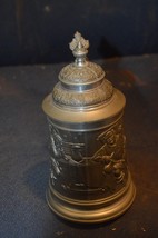 Beautiful All Metal Stein w Midieval Bar Scene all around, 8” Tall - £39.95 GBP