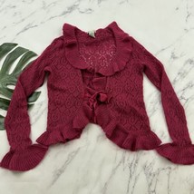 Next Era Womens Vintage Y2k Cardigan Sweater L Pink Bell Sleeve Mohair R... - $32.66