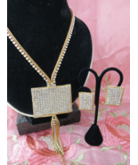 Couture Runway Hobe&#39; Rhinestone Necklace Earrings Rectangular Rhinestone... - $499.00