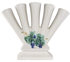 Vintage 1960s McCoy Curio Five Finger Vase White with Grapes MCM - £34.60 GBP