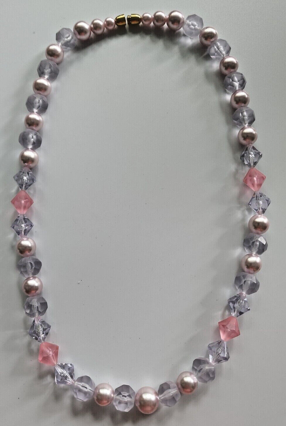 Primary image for Vtg Unsigned Avon 22" Icy Pastels Faux Pearls & Faceted Lucite Bead Necklace /29