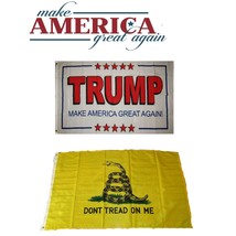 AES 3&#39;x5&#39; Donald Trump White #2 &amp; Gadsden (Yellow Snake) Wholesale Flag Set - £13.19 GBP
