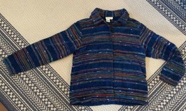 Coldwater Creek Sweater Size Small Wooden Buttons Striped Multicolored - £25.69 GBP