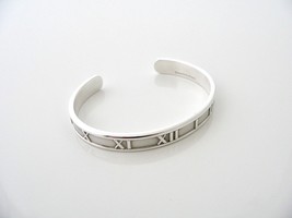Tiffany &amp; Co Silver Atlas Roman Numeral Cuff Bracelet Bangle Gift Love Statement - £293.29 GBP