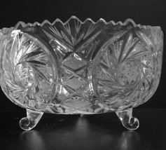 Zajecar Cut Crystal Salad Bowl, Three Toed Footed, Saw Tooth Rim, Whirled Hobsta - £28.06 GBP