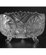 Zajecar Cut Crystal Salad Bowl, Three Toed Footed, Saw Tooth Rim, Whirle... - $35.00