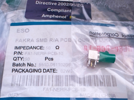 FA1-NERP-PCB-10 Amphenol Fakra Smb Rf Pcb Plug 0Hz-4GHz 50Ohm E Key Code - $8.50