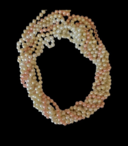 Twist A Bead 80s  Necklace Lot Of 4 Glass faux pearls 30&quot; Pink Cream Vin... - £21.27 GBP
