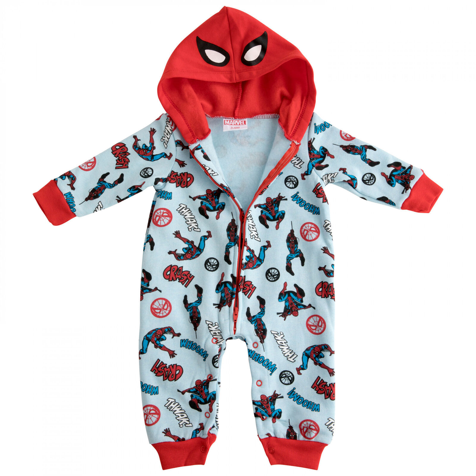 Primary image for Spider-Man Comic Poses Infant Hooded Fleece Coveralls Multi-Color