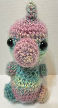 Handmade Crocheted Plush Stuffed Dragon Rainbow Colors 8 inches - £10.37 GBP