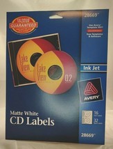 Avery 28669 Matte White CD Labels Inkjet + 16 CD + 32 Spine Labels 2 pack - £11.02 GBP