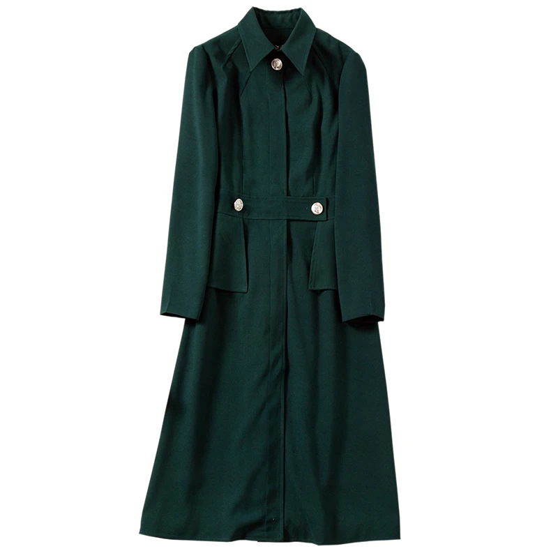 New Spring Autumn OL Ladies Elegant Solid Trench Coat Slim Lapel Collar Single-b - £227.83 GBP