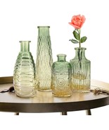 Fantesticryan Baroque Bud Glass Vases Set Of 4, Retro Gradient Small, Green - £30.48 GBP