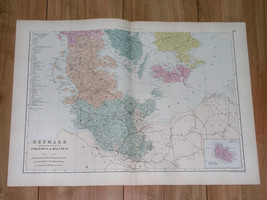 1891 Antique Map Of SCHLESWIG-HOLSTEIN Germany / Southern Denmark Bornholm - £14.32 GBP