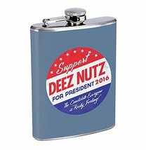 Deez Nuts Hip Flask Stainless Steel 8 Oz Silver Drinking Whiskey Spirits R1 - £8.00 GBP
