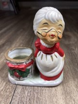 Little Luvkins Kissing Mrs. Santa Claus Ceramic Tea Lite Candle Vintage 1976 - $15.99