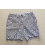 Talbots Womens Size 4 Relaxed Chino Shorts Seersucker Blue White Striped... - $16.78