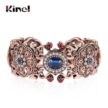 Vintage Bangles For Women Antique Gold Color Hollow Flower Crystal Brace... - £10.41 GBP