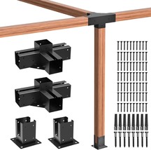 Pergola Brackets Kit 4&#39;&#39;X 4&#39;&#39;, Gazebo Brackets 2 Set Heavy Duty, Diy Pergola Kit - $103.95