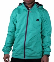 Bench UK Uomo Iver Verde Viola Zip Cappuccio Giacca a Vento BMKA1403 Nwt - $48.82