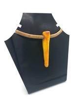 Handmade Ceramic Long Orange Necklace Pendant For Jewelry Making, Clay Charms - £12.78 GBP