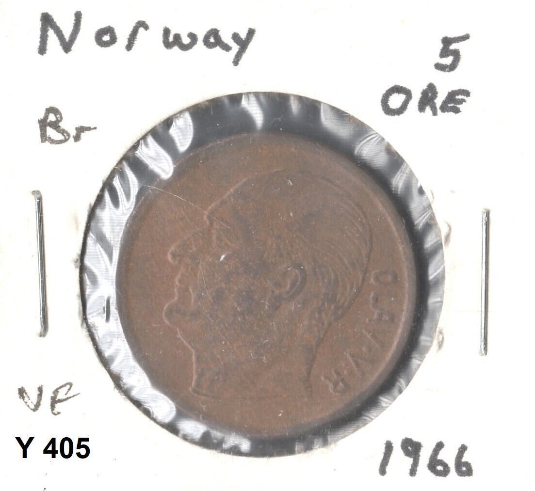 Norway 5 Ore, 1966, bronze, KM 405 - $2.00