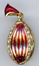 Russische Kunst Ei Anhänger Einer Dekoration Von Rot Eingebettet W/Gold - $498.22 MXN