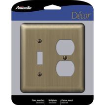 Amerelle Devon Brushed Brass 2 gang Stamped Steel Duplex/Toggle Wall Plate - $6.95