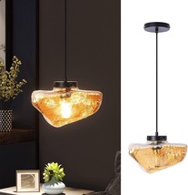 Modern Pendant Lighting Kitchen Island Fixture Black Hanging Glass Stone Bar - £50.54 GBP