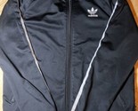 adidas Firebird Track Jacket Women&#39;s Medium Black Trefoil Back Print Logo - $19.99