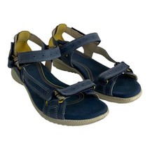 Ecco Sandals Womens 39 US 8 Blue Leather Wedge Strappy Walking Casual Shoes - £22.25 GBP