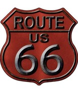 Route 66 Red Metal Novelty Highway Shield - £17.54 GBP