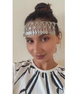 Eternity Forehead Flowery Silver Plated Drop, Armenian Headpieces Drop - $78.65 CAD