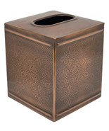 Metal Tissue Box Cover Floral Hammered Florence Medallion Bronze Tone In... - $16.13