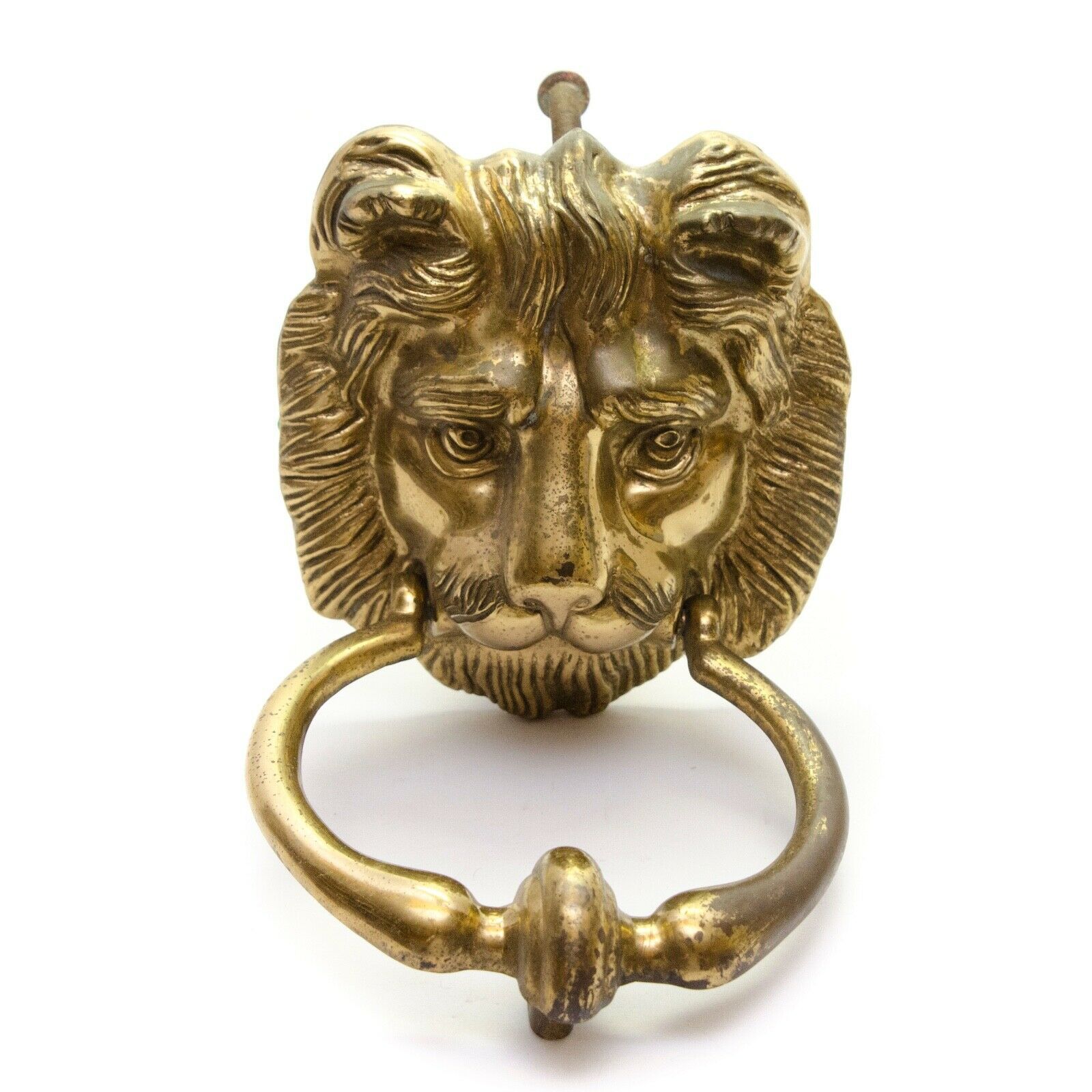 Lion Head Door Knocker Solid Brass Made in Portugal 7.5 in Vintage - $49.47