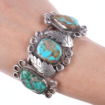 6.75&quot; Vintage Navajo sterling and turquoise bracelet ds - £346.67 GBP