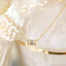 14K Gold Gem Letter Charm Necklace, 925 Silver, gift, chain, block, sparkle - £41.82 GBP