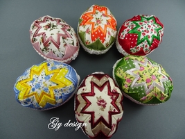 Easter eggs decoration quilted artichoke shabby chic ornament no sew egg... - £13.12 GBP+