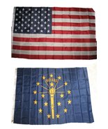 3x5 3&#39;x5&#39; Wholesale Lot Combo: USA American w/ State of Indiana Flag - £7.38 GBP