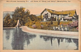 BEVERLY HILLS CA~PRIVATE SWIMMING POOL AND HOME~DOUG MARY PICKFORD POSTCARD - $6.45