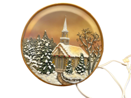 Christmas Nightlight Winter Scene Backlit Accent Light 3D 6.5 Inch Dia Ceramic - £11.78 GBP