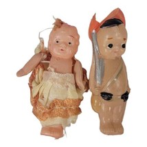 Vintage Antique 2-1/2&quot; Celluloid Miniature Dollhouse Toy Baby Doll Girl Figure - £11.39 GBP