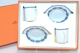 Hermes Chaine D&#39;ancre Demitasse Cup and Saucer 2 set Blue Espresso 861 - £297.84 GBP