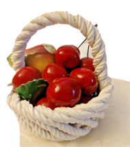 Capodimonte Cherries, Pear Italian Vtg 4.5x4.3/4 basket - $19.79