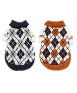 Set of 2 Dog Sweater of The Diamond Plaid Pet Cat Winter Warm Clothes Si... - $13.85