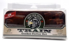 Train Cookie Cutter Set 3pc + Copper Locomotive Coal Car Caboose-Storage Tin NIP - £7.91 GBP